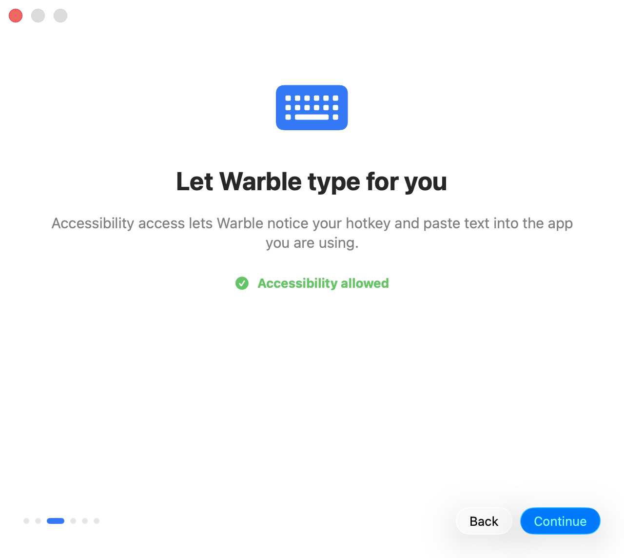 Accessibility permission step