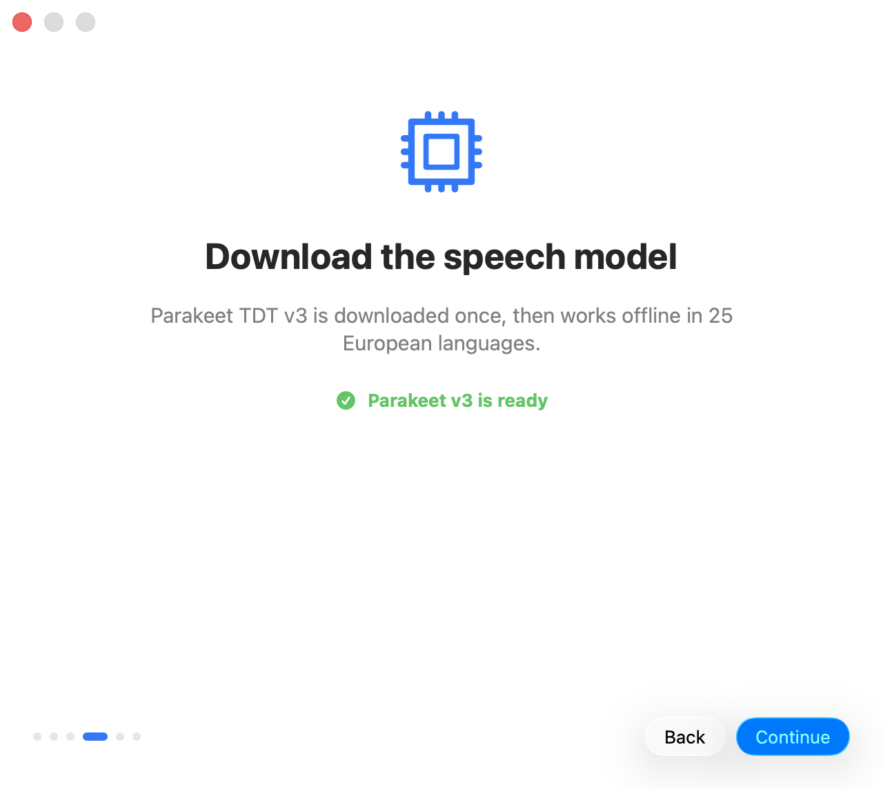 Speech model step, model ready